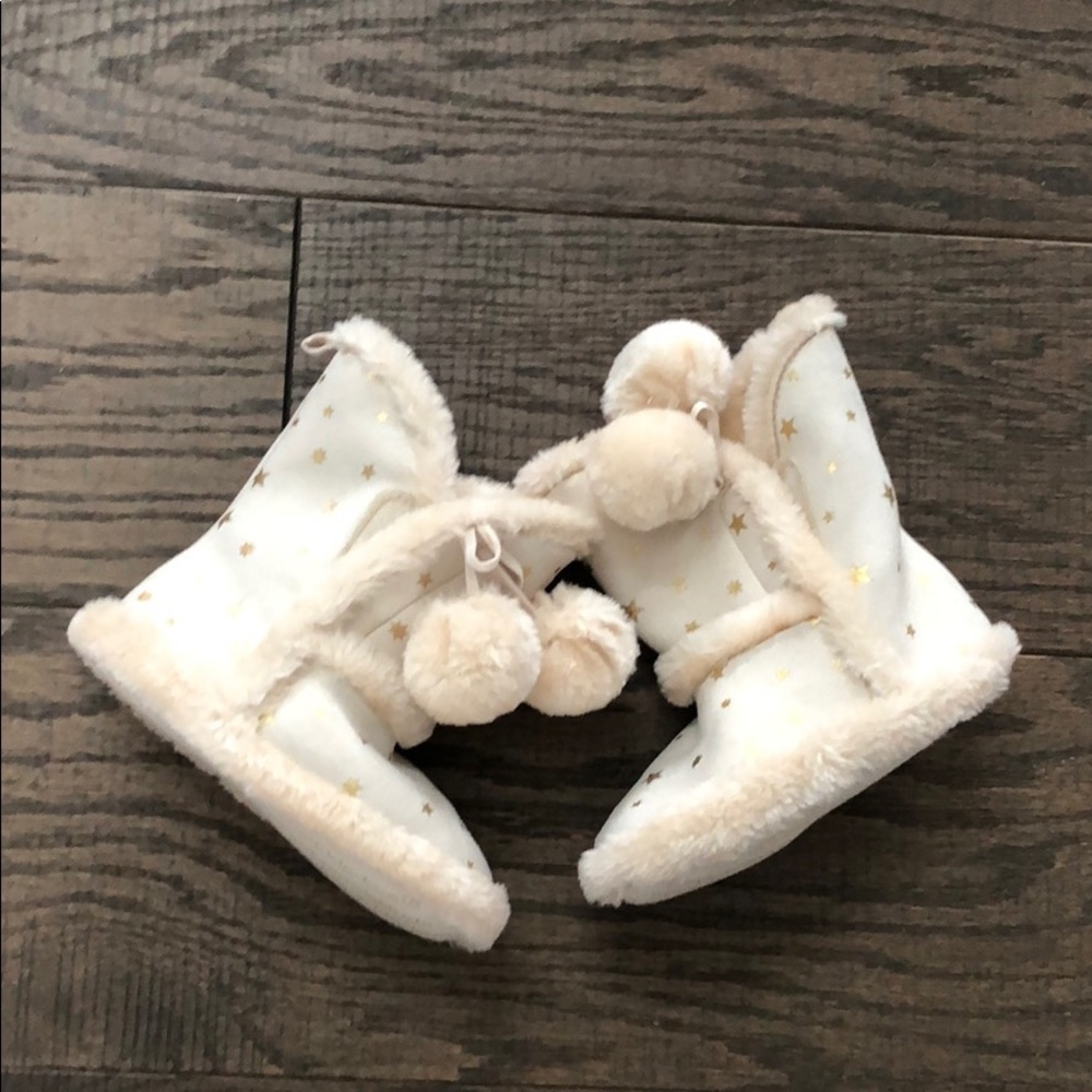 Koala kids toddler cream gold star fur slippers - Picture 2 of 3